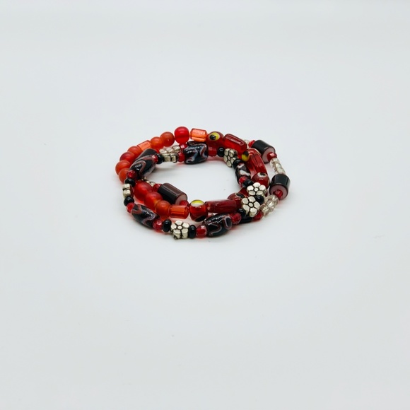 Peruvian Evil Eye Glass Bead Bracelet Set - Picture 2 of 3